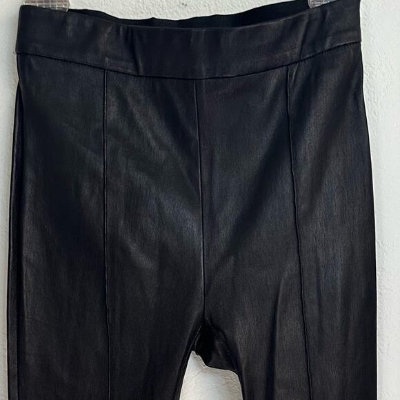 Rosetta Getty Pintuck Flare Leather Pants size US 2 Black Pull-On - Picture 4 of 15